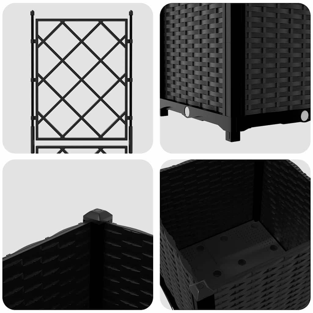 Garden Planter with Trellis Black 40 x 40 x 143 cm PP