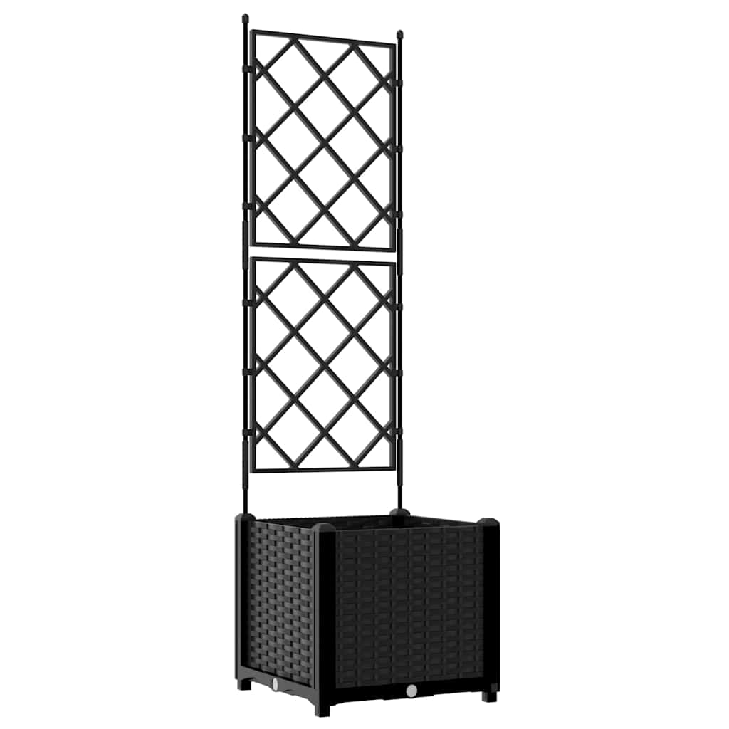 Garden Planter with Trellis Black 40 x 40 x 143 cm PP