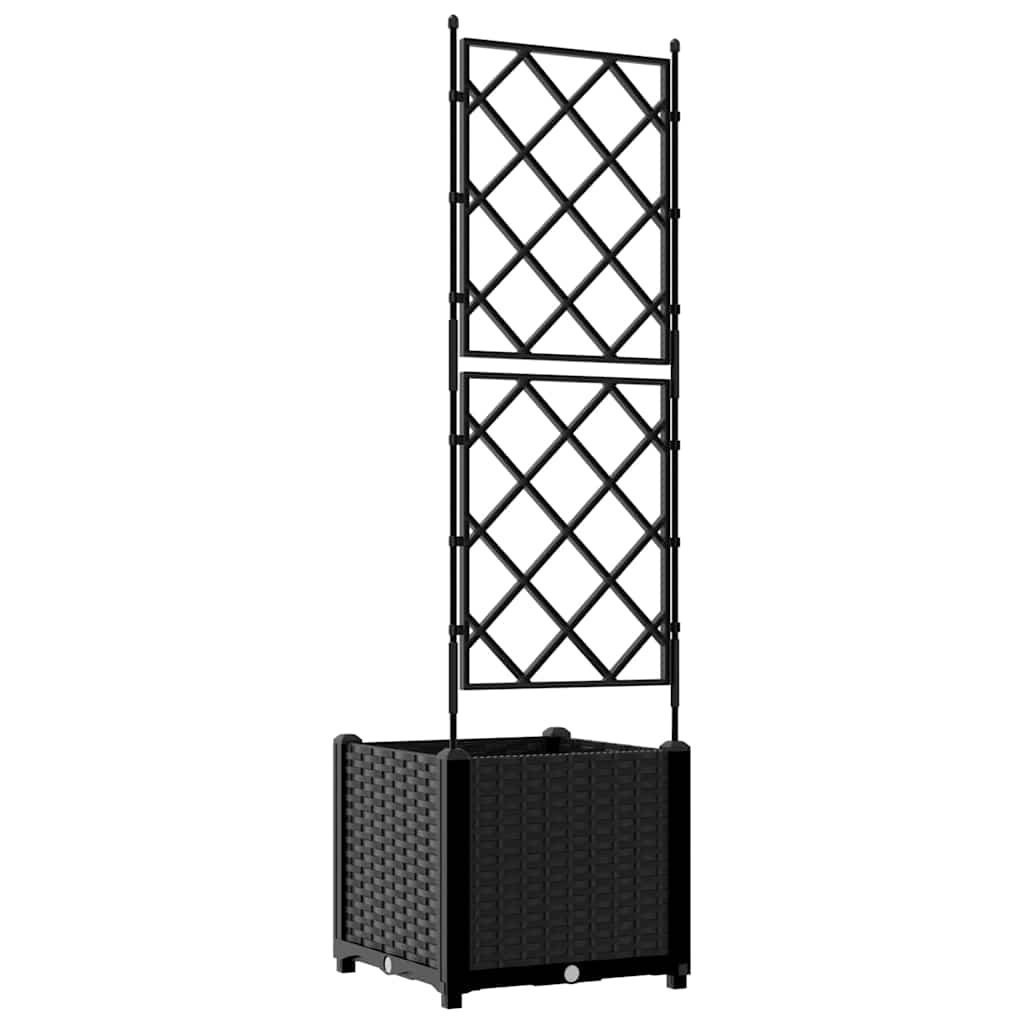 Garden Planter with Trellis Black 40 x 40 x 143 cm PP