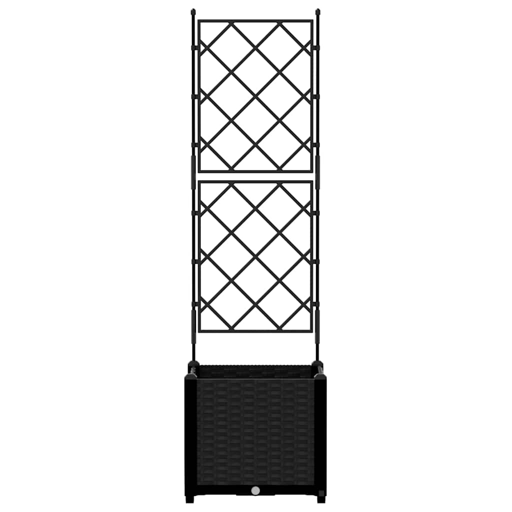 Garden Planter with Trellis Black 40 x 40 x 143 cm PP