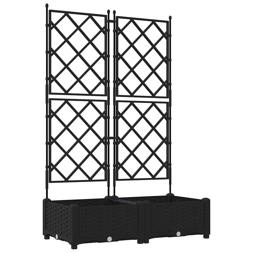 Garden Planter with Trellis 2 pcs Black 80 x 40 x 125.5 cm PP