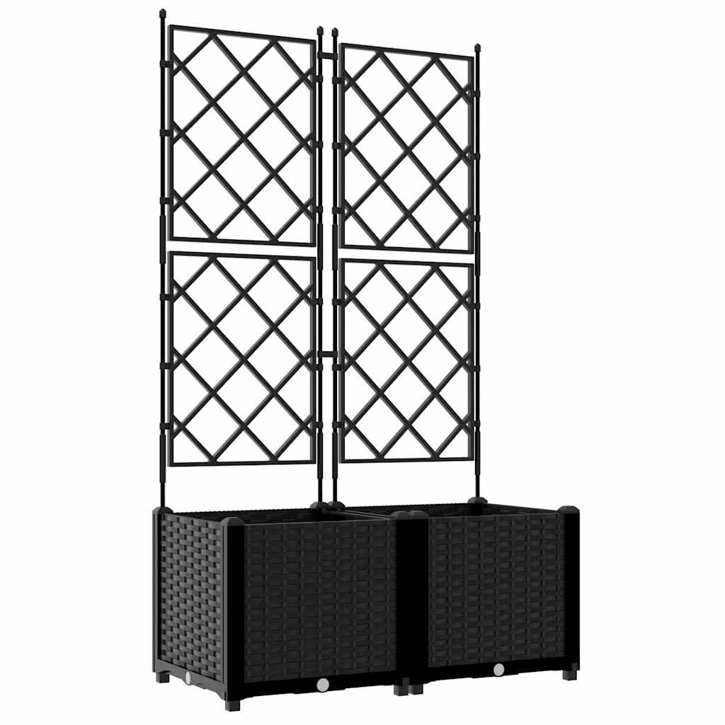 Garden Planter with Trellis 2 pcs Black 80 x 40 x 143 cm PP