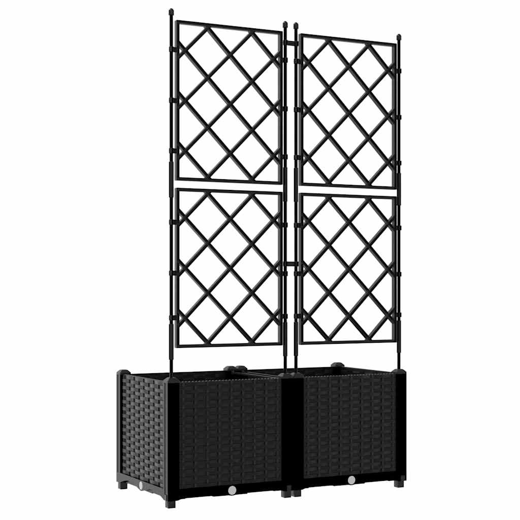 Garden Planter with Trellis 2 pcs Black 80 x 40 x 143 cm PP