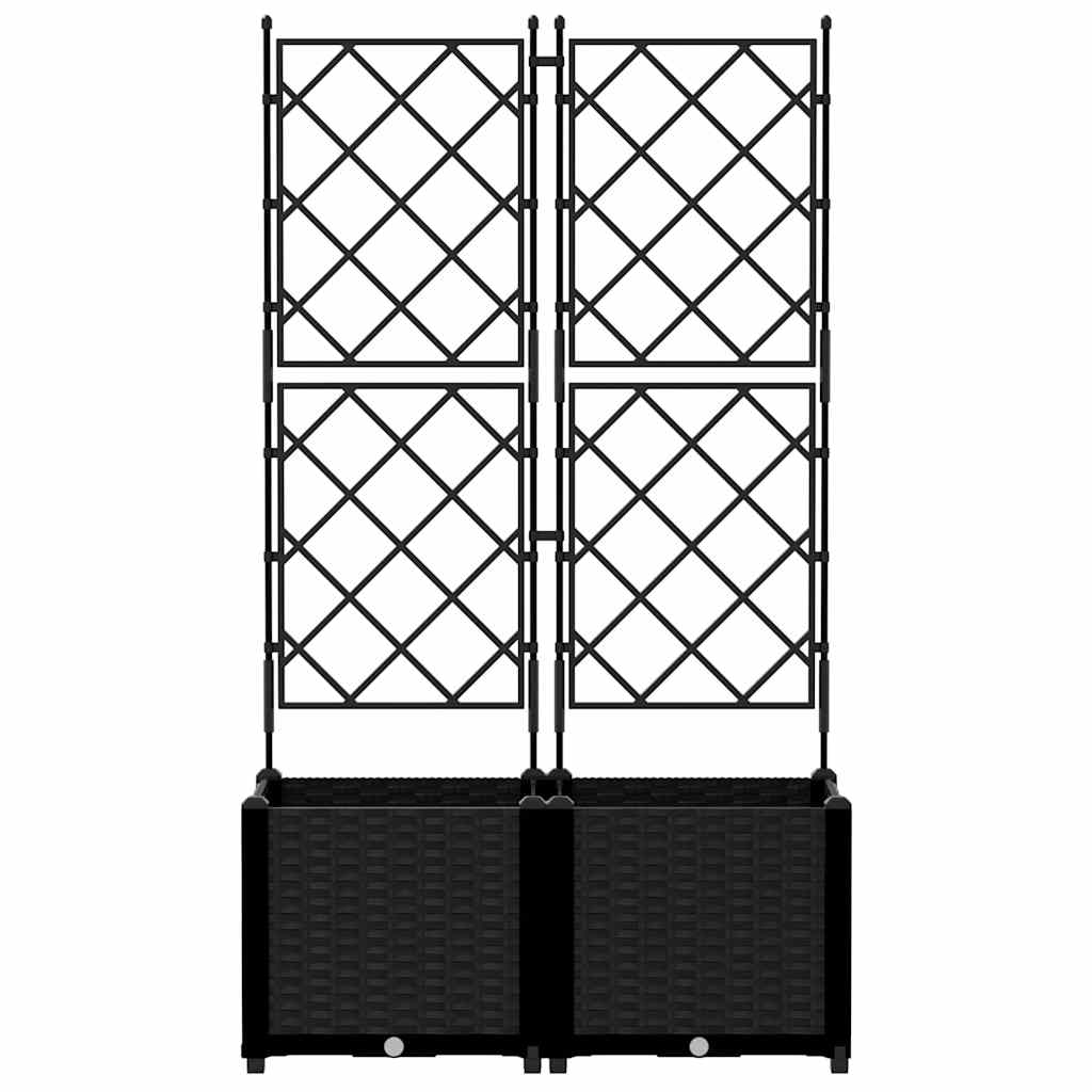 Garden Planter with Trellis 2 pcs Black 80 x 40 x 143 cm PP