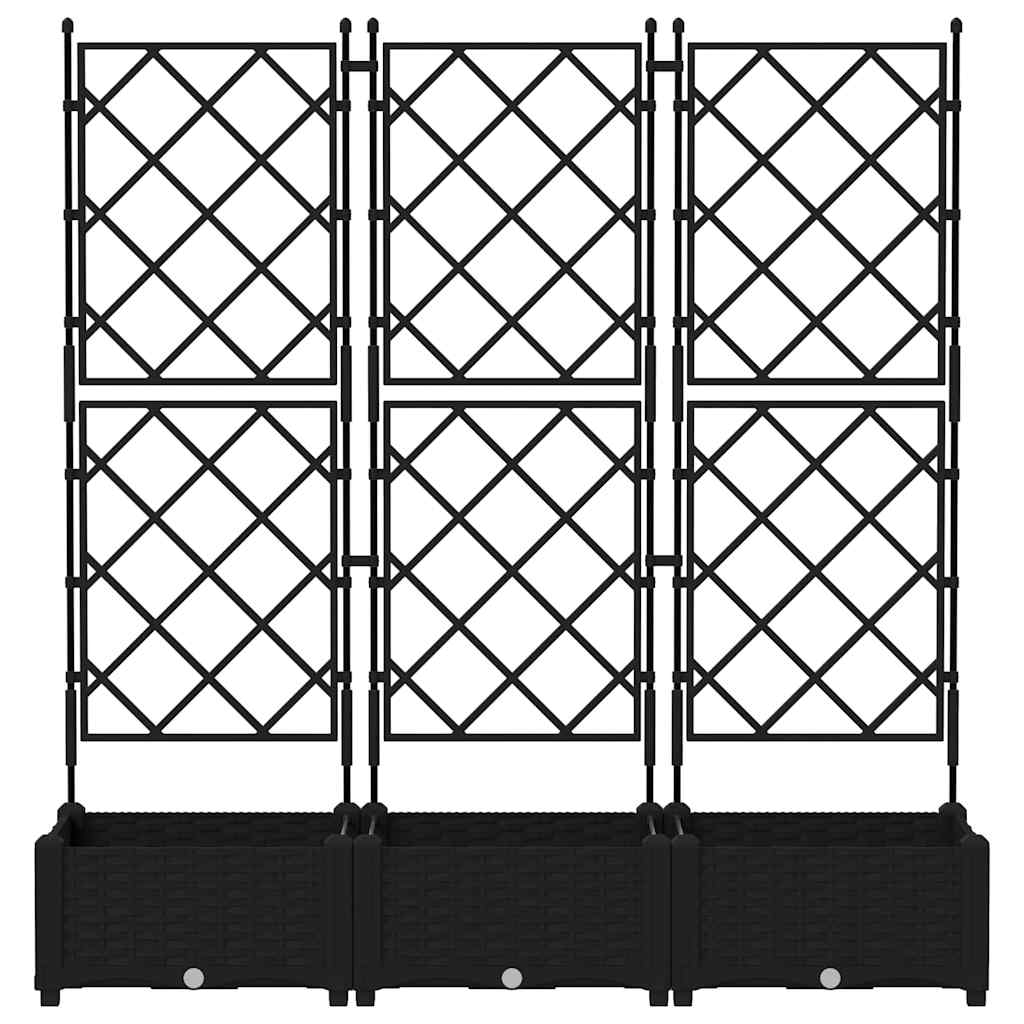 Garden Planter with Trellis 3 pcs Black 120 x 40 x 125.5 cm PP