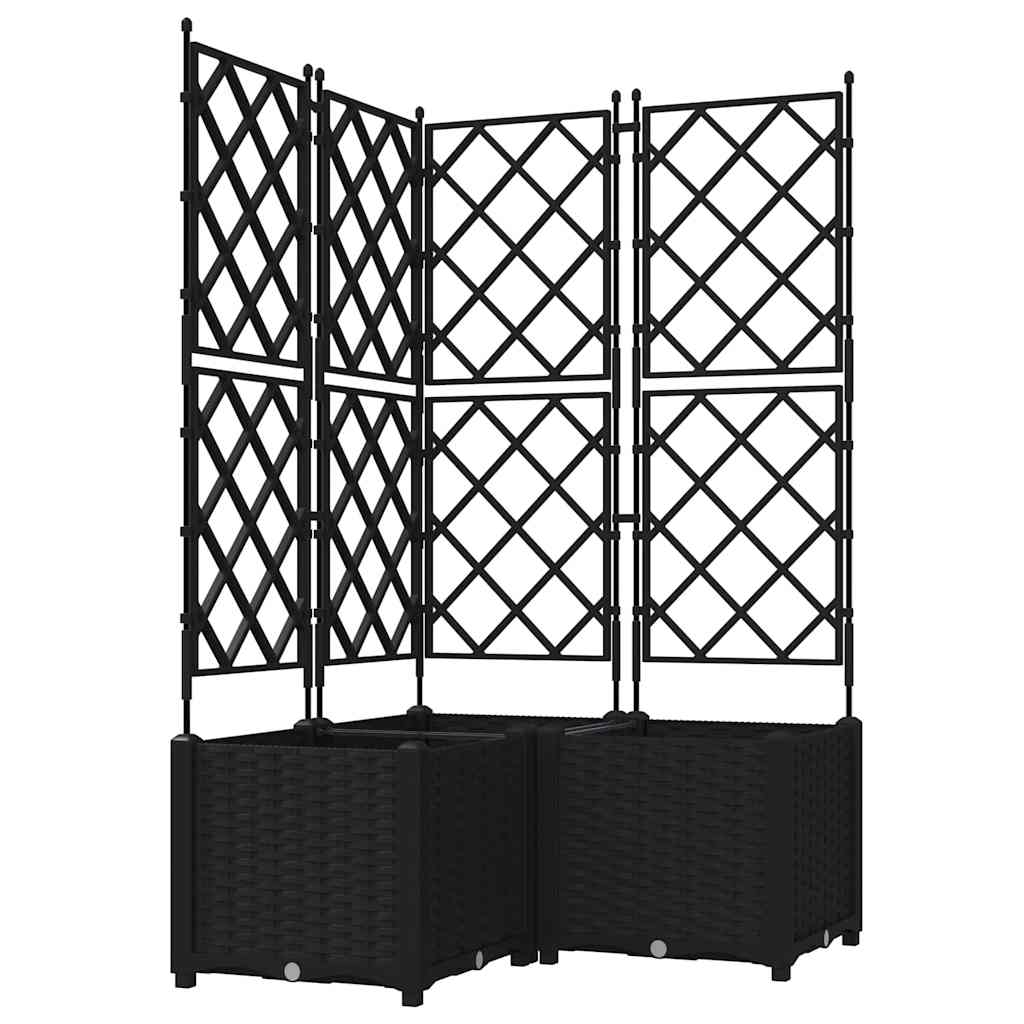 Garden Planter with Trellis 3 pcs Black 80 x 80 x 143 cm PP