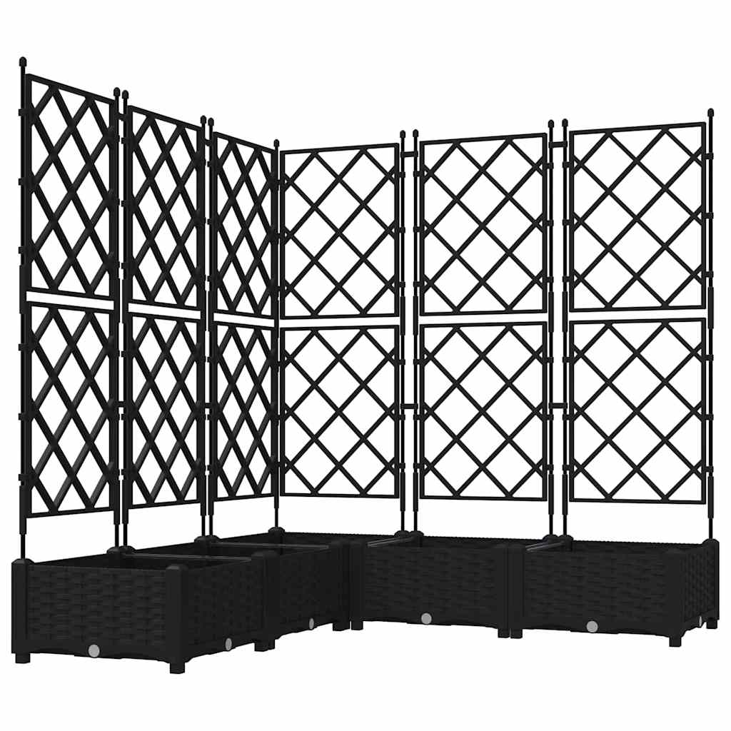 Garden Planter with Trellis 5 pcs Black 120 x 120 x 125.5 cm PP