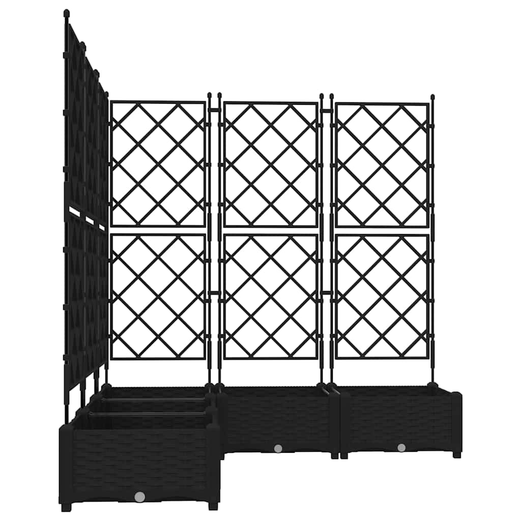 Garden Planter with Trellis 5 pcs Black 120 x 120 x 125.5 cm PP