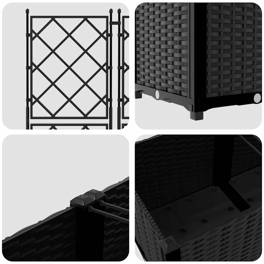Garden Planter with Trellis 5 pcs Black 120 x 120 x 143 cm PP