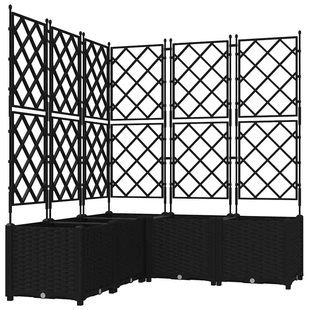 Garden Planter with Trellis 5 pcs Black 120 x 120 x 143 cm PP