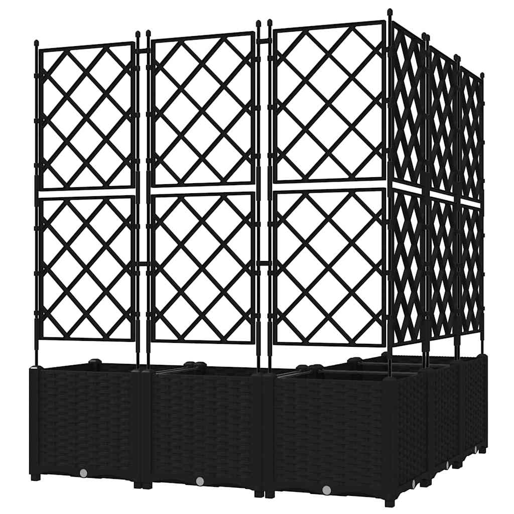Garden Planter with Trellis 5 pcs Black 120 x 120 x 143 cm PP