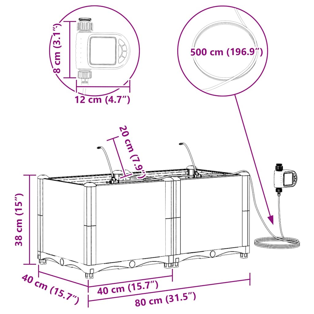 Garden Black 80 x 40 x 37.5 cm Steel
