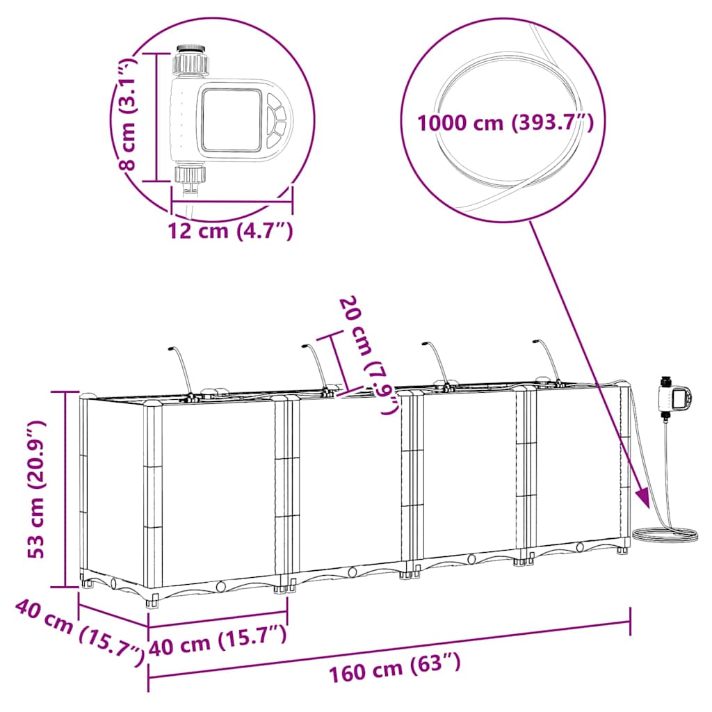 Garden Black 160 x 40 x 52 cm Steel