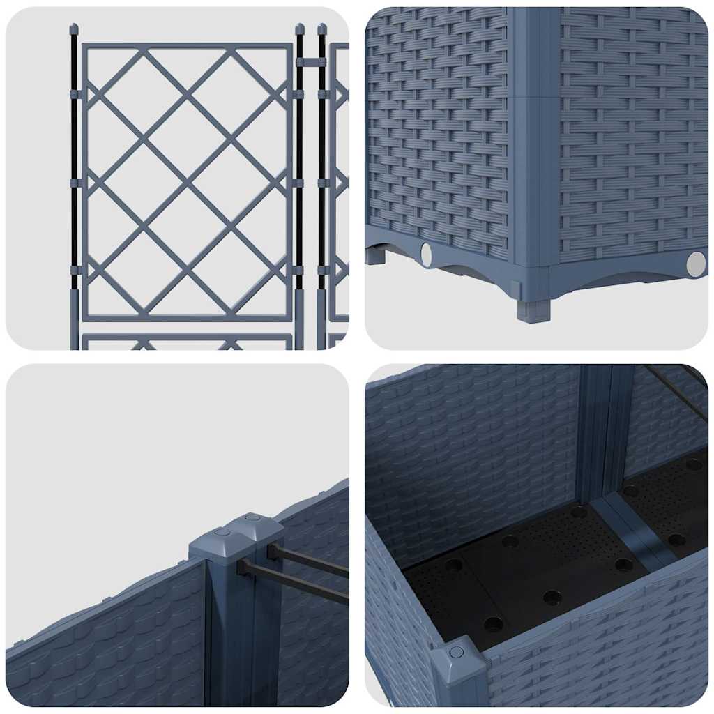 Garden Planter with Trellis 3 pcs Grey 80 x 80 x 143 cm PP