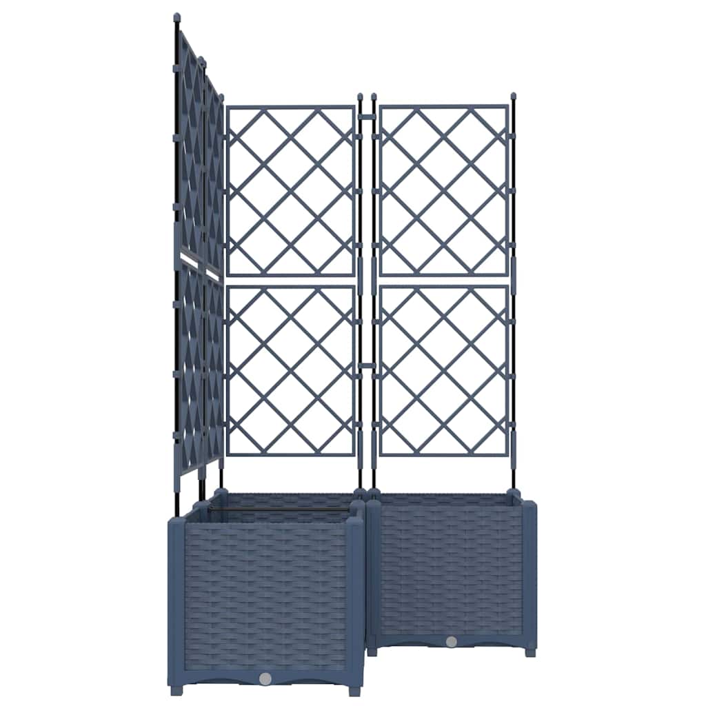 Garden Planter with Trellis 3 pcs Grey 80 x 80 x 143 cm PP