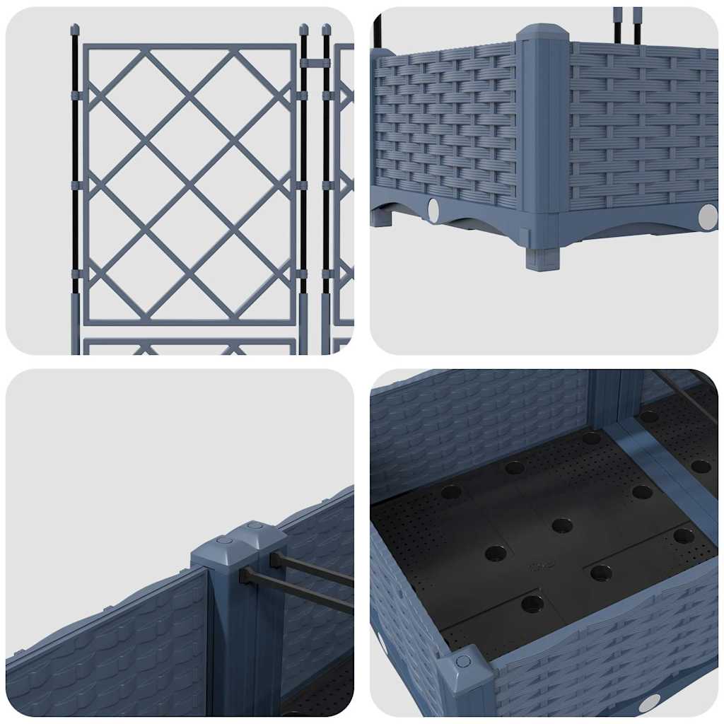 Garden Planter with Trellis 5 pcs Grey 120 x 120 x 125.5 cm PP