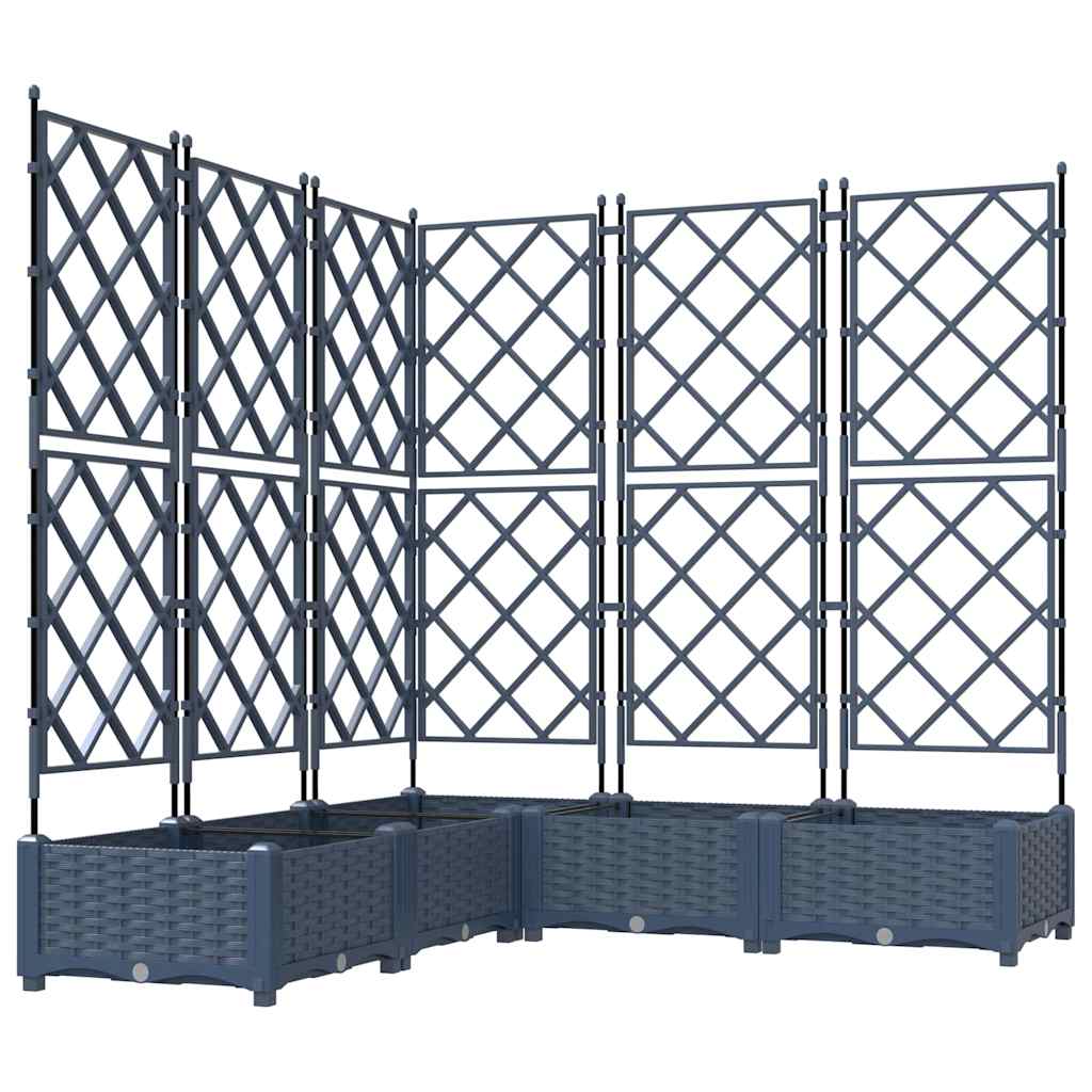 Garden Planter with Trellis 5 pcs Grey 120 x 120 x 125.5 cm PP
