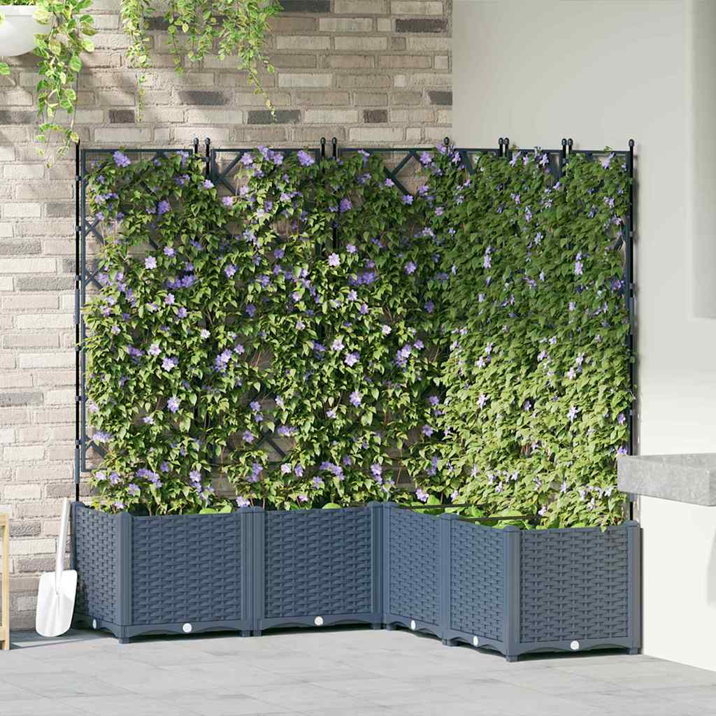 Garden Planter with Trellis 5 pcs Grey 120 x 120 x 143 cm PP