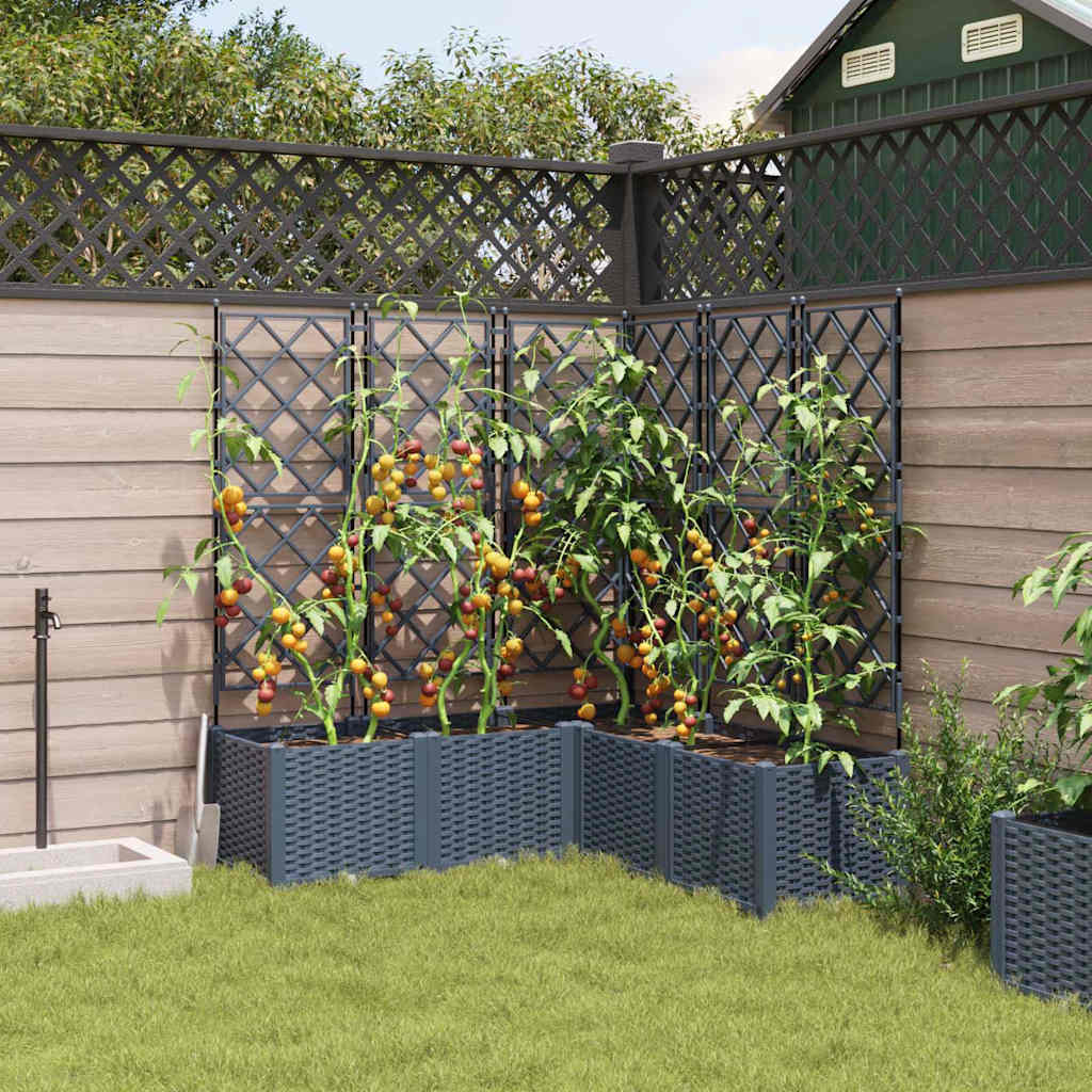 Garden Planter with Trellis 5 pcs Grey 120 x 120 x 143 cm PP