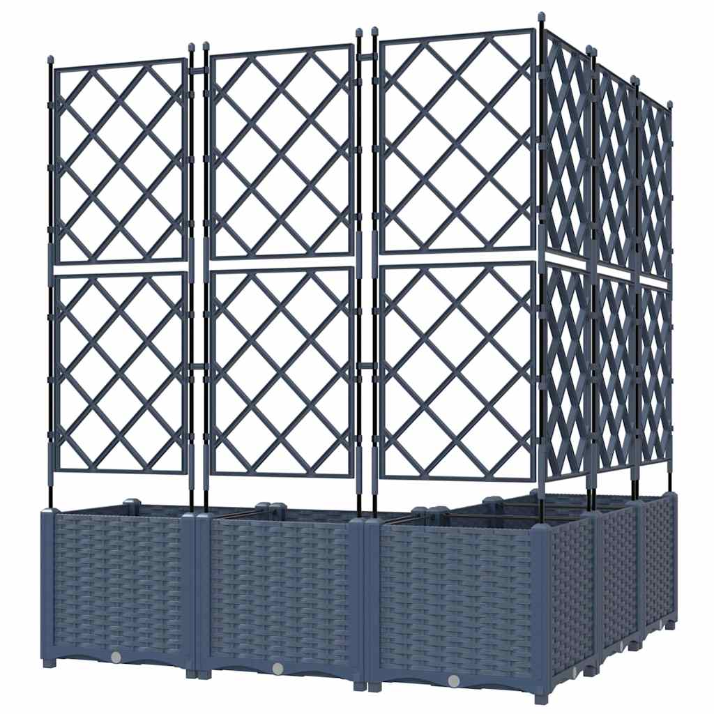 Garden Planter with Trellis 5 pcs Grey 120 x 120 x 143 cm PP
