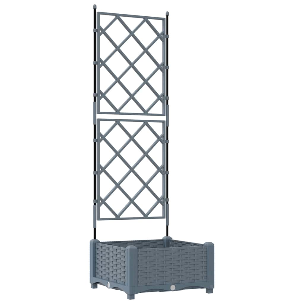 Garden Planter with Trellis Light grey 40 x 40 x 125.5 cm PP