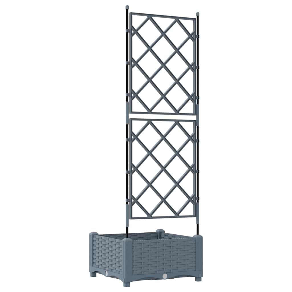 Garden Planter with Trellis Light grey 40 x 40 x 125.5 cm PP