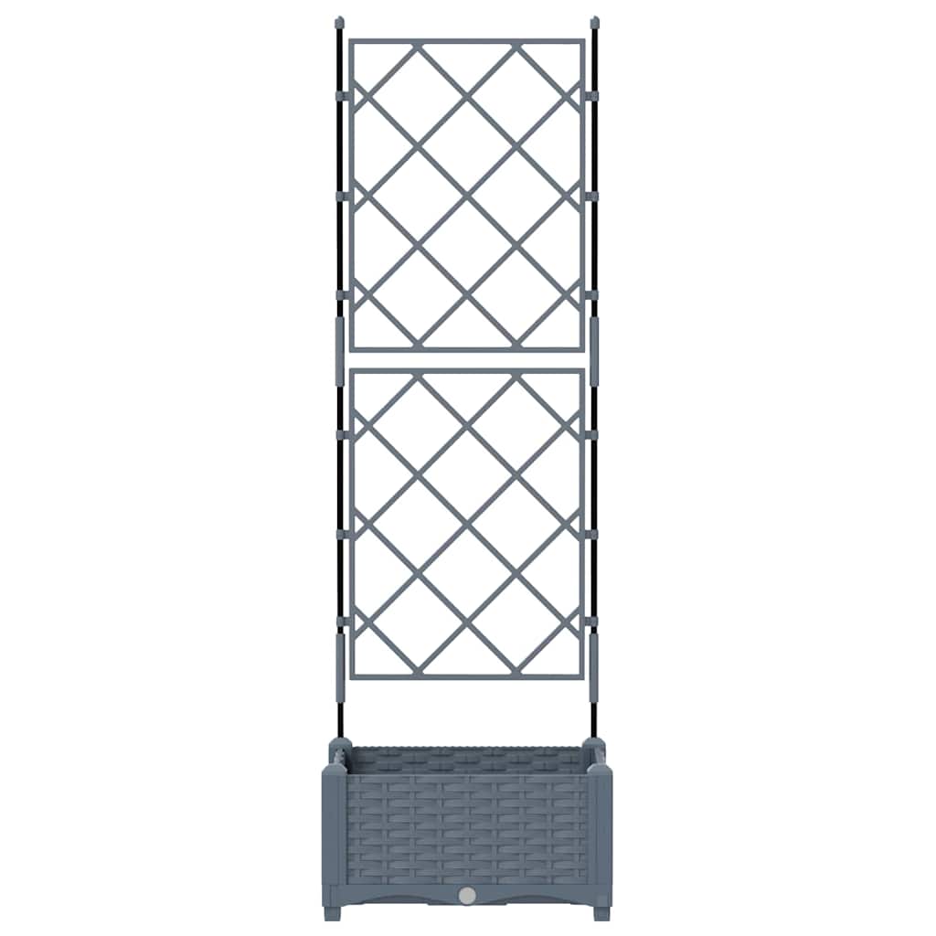 Garden Planter with Trellis Light grey 40 x 40 x 125.5 cm PP