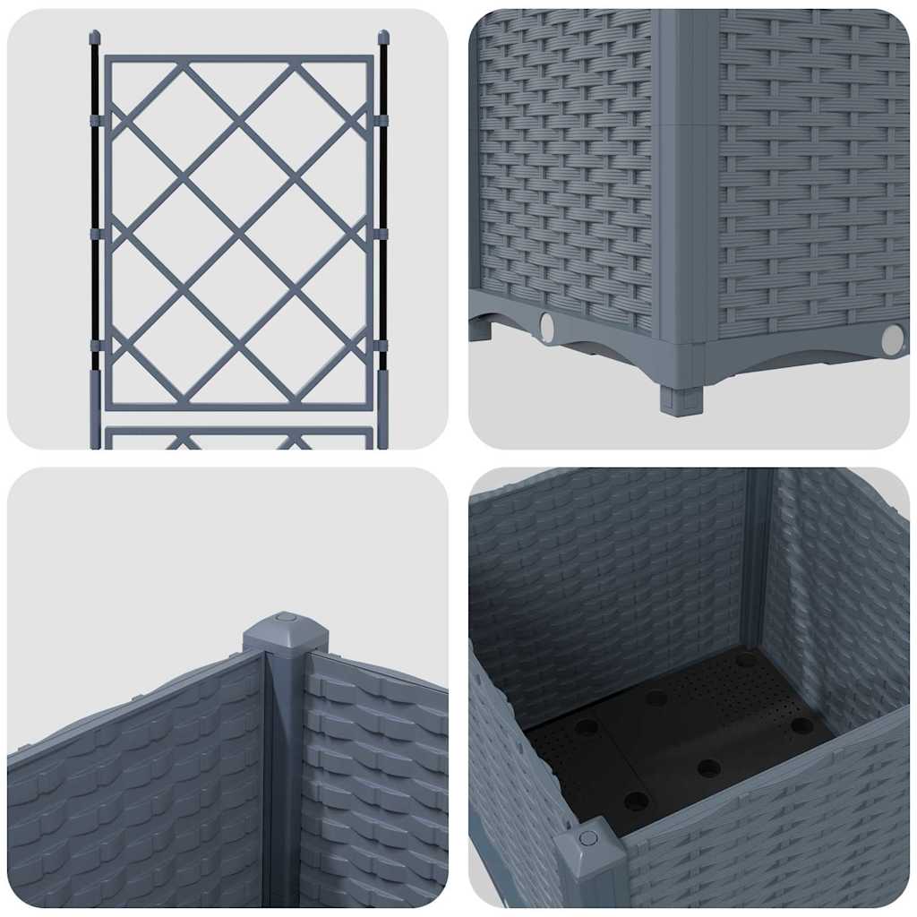 Garden Planter with Trellis Light grey 40 x 40 x 143 cm PP
