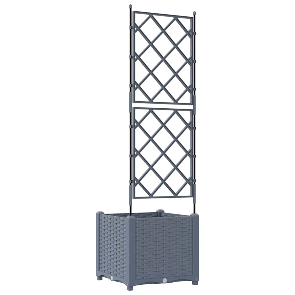 Garden Planter with Trellis Light grey 40 x 40 x 143 cm PP