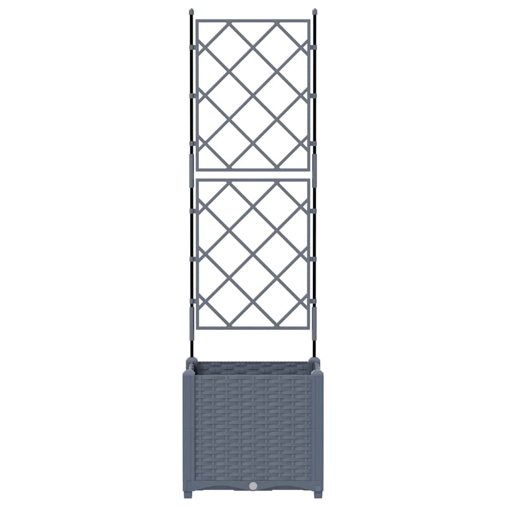 Garden Planter with Trellis Light grey 40 x 40 x 143 cm PP