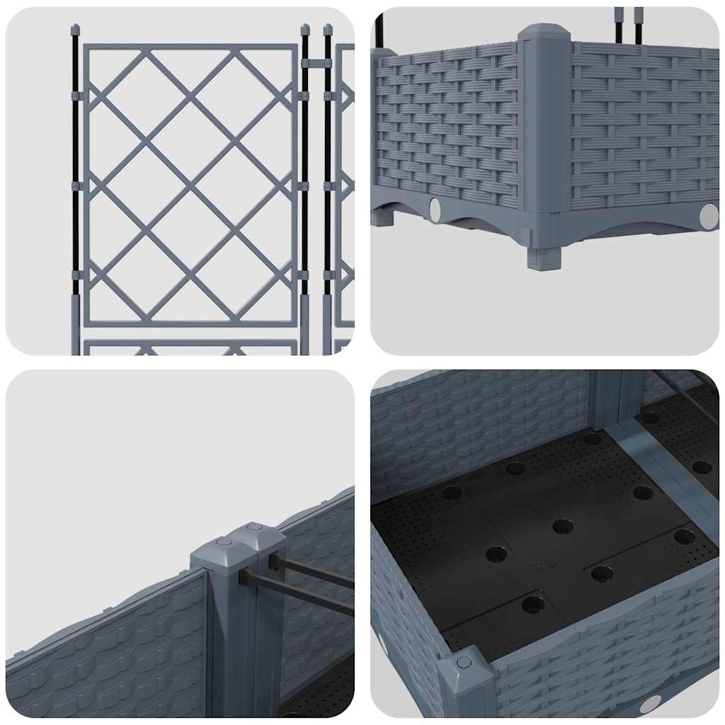 Garden Planter with Trellis 2 pcs Light grey 80 x 40 x 125.5 cm