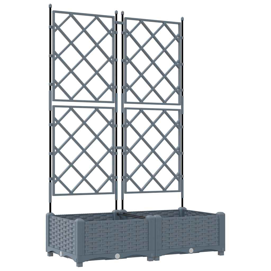 Garden Planter with Trellis 2 pcs Light grey 80 x 40 x 125.5 cm