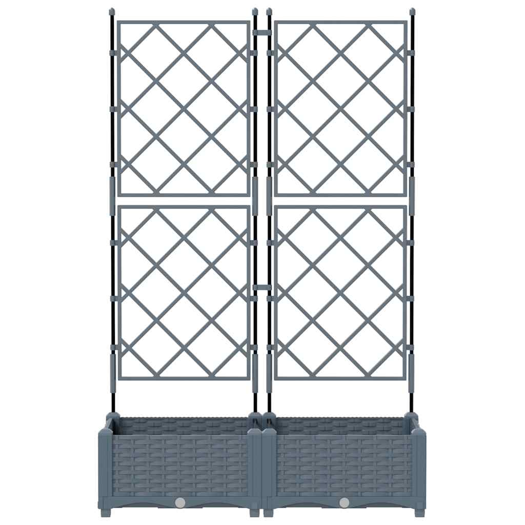 Garden Planter with Trellis 2 pcs Light grey 80 x 40 x 125.5 cm