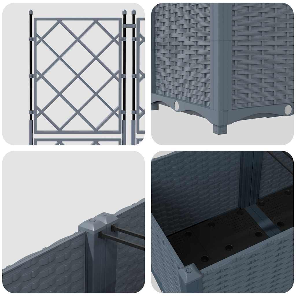 Garden Planter with Trellis 2 pcs Light grey 80 x 40 x 143 cm