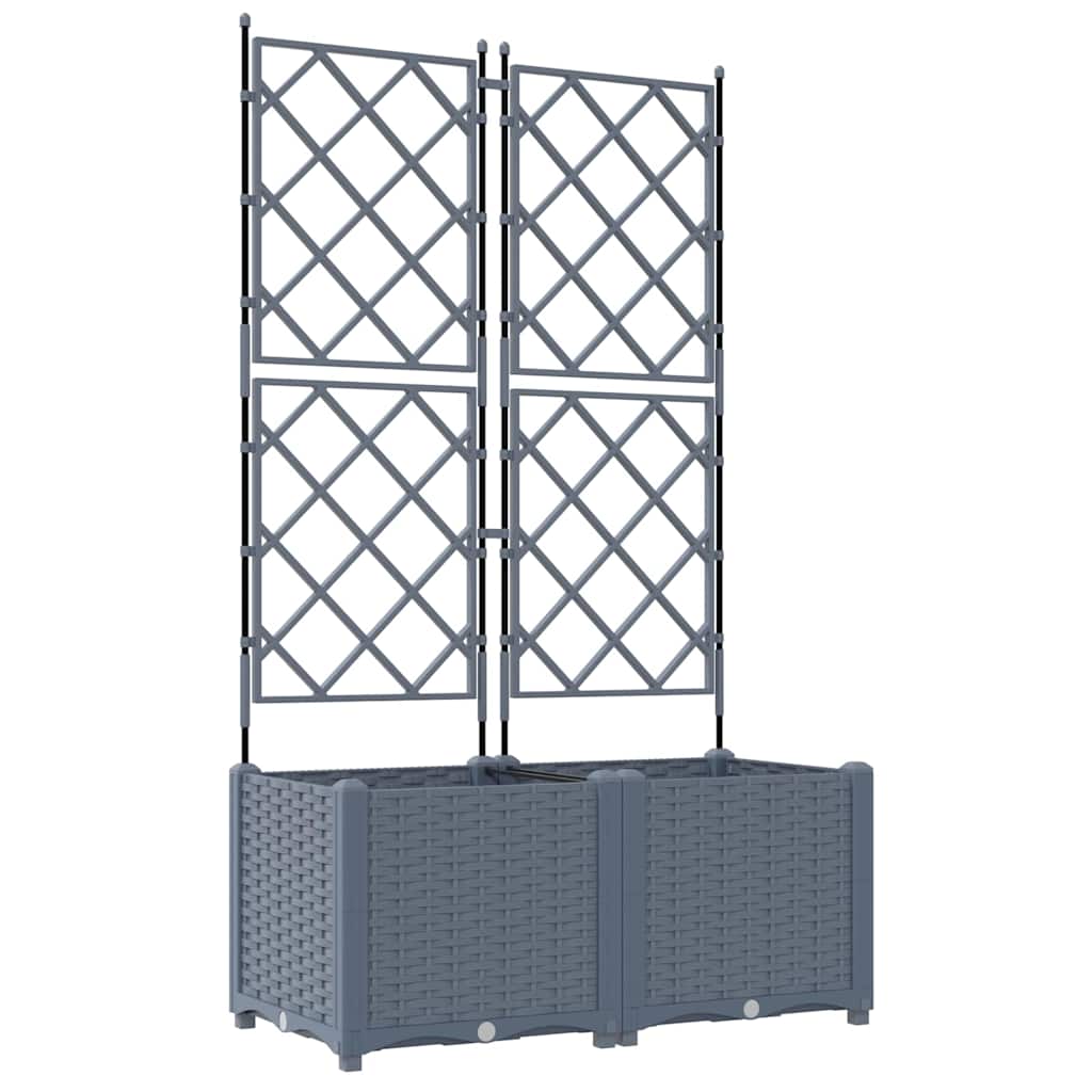 Garden Planter with Trellis 2 pcs Light grey 80 x 40 x 143 cm