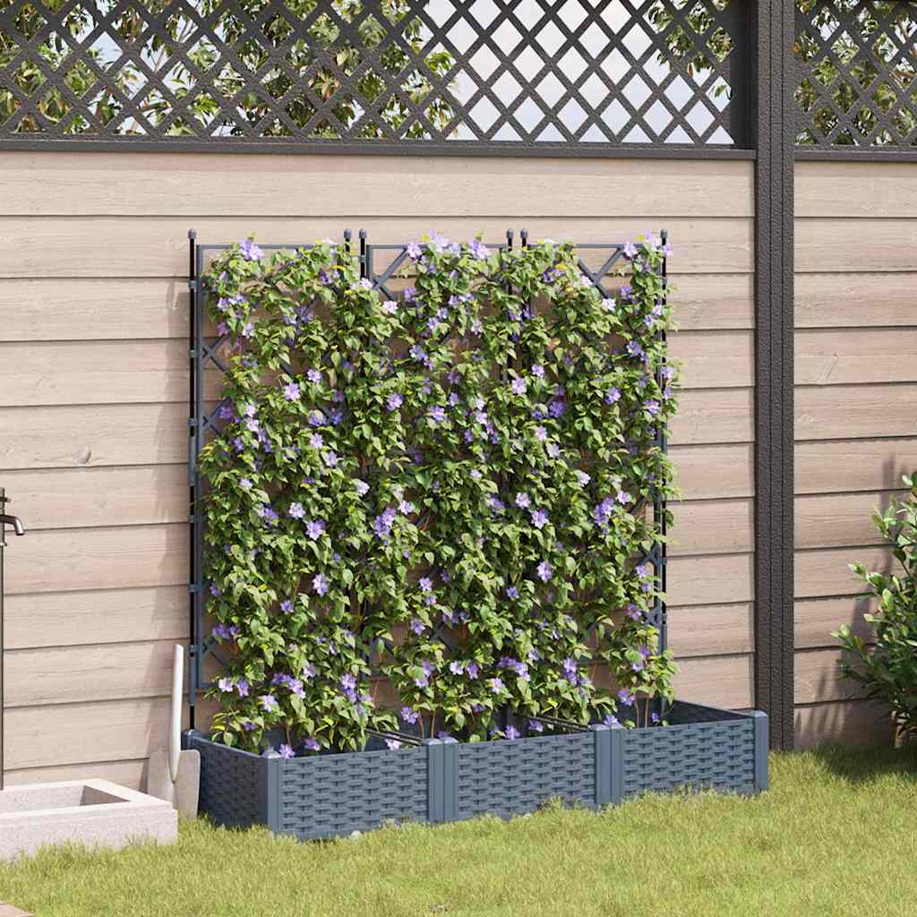 Garden Planter with Trellis 3 pcs Light grey