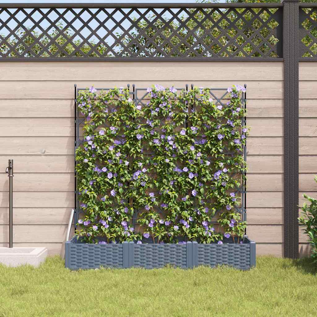 Garden Planter with Trellis 3 pcs Light grey