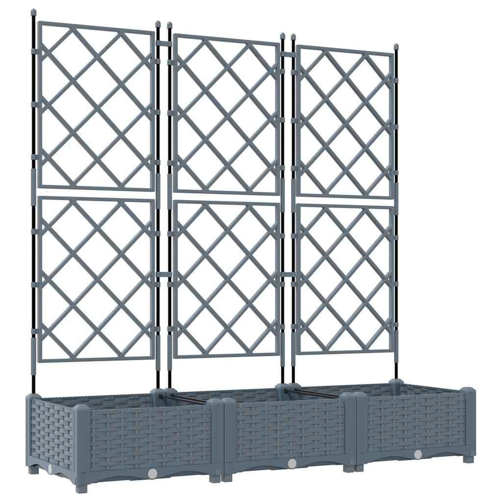 Garden Planter with Trellis 3 pcs Light grey