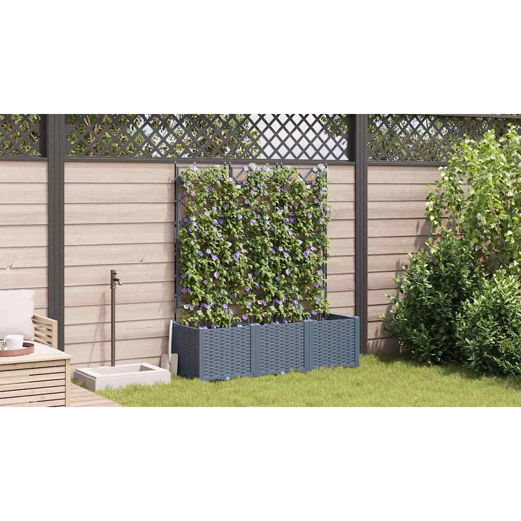 Garden Planter with Trellis 3 pcs Light grey 120 x 40 x 143 cm