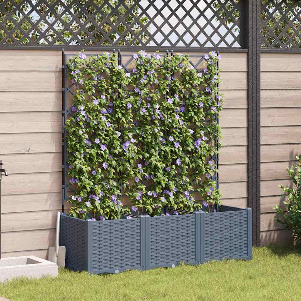 Garden Planter with Trellis 3 pcs Light grey 120 x 40 x 143 cm