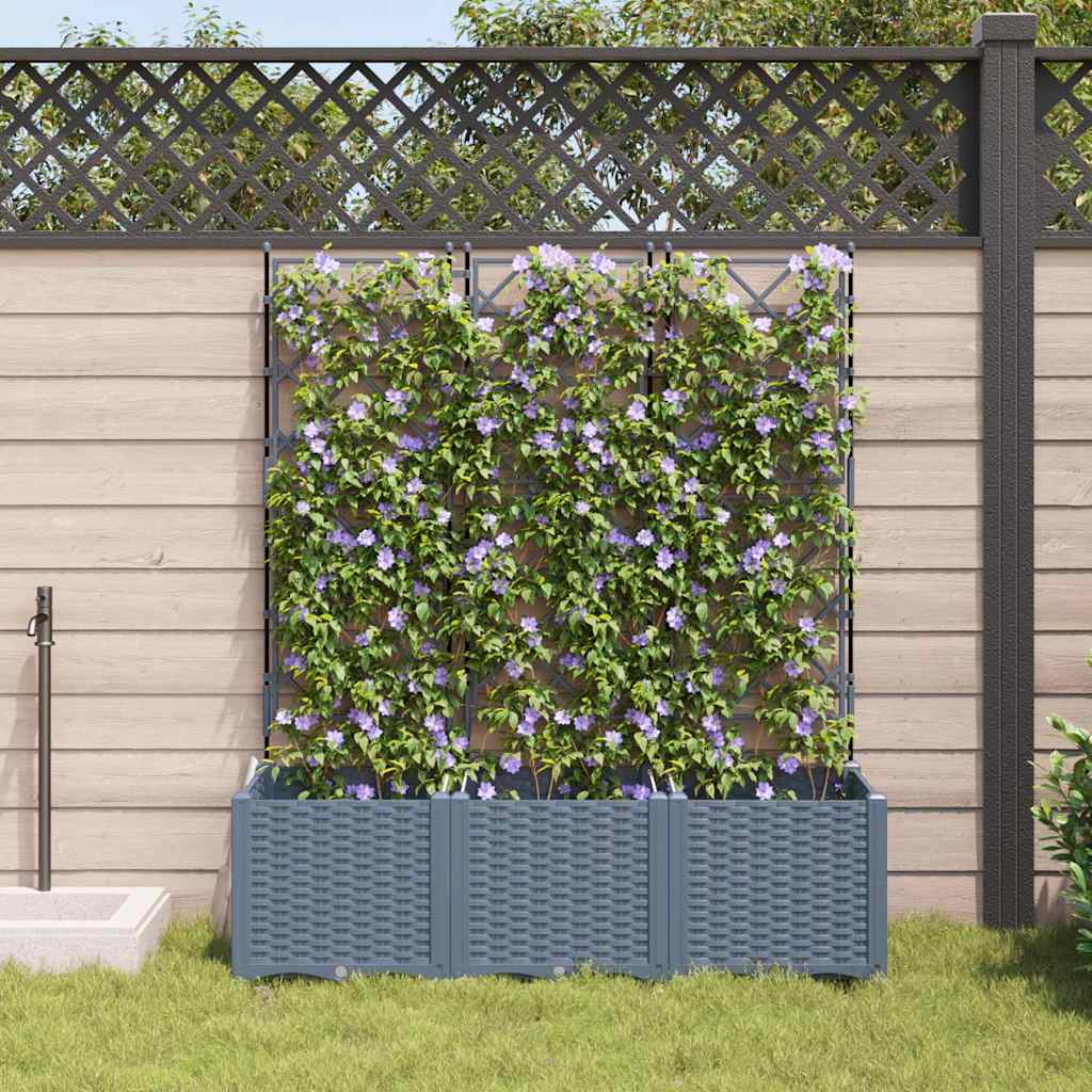 Garden Planter with Trellis 3 pcs Light grey 120 x 40 x 143 cm