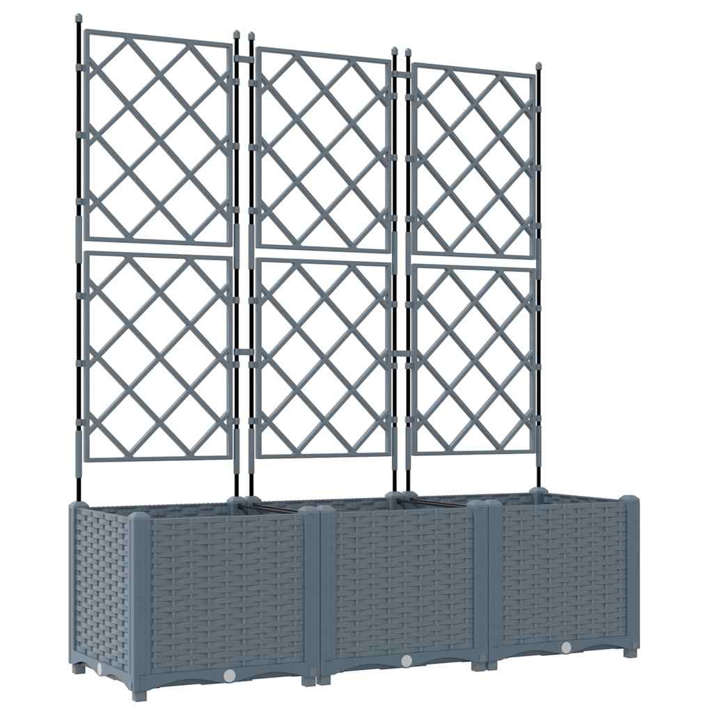 Garden Planter with Trellis 3 pcs Light grey 120 x 40 x 143 cm