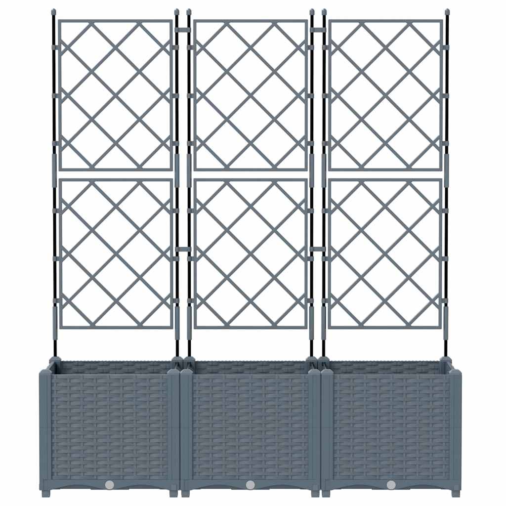Garden Planter with Trellis 3 pcs Light grey 120 x 40 x 143 cm