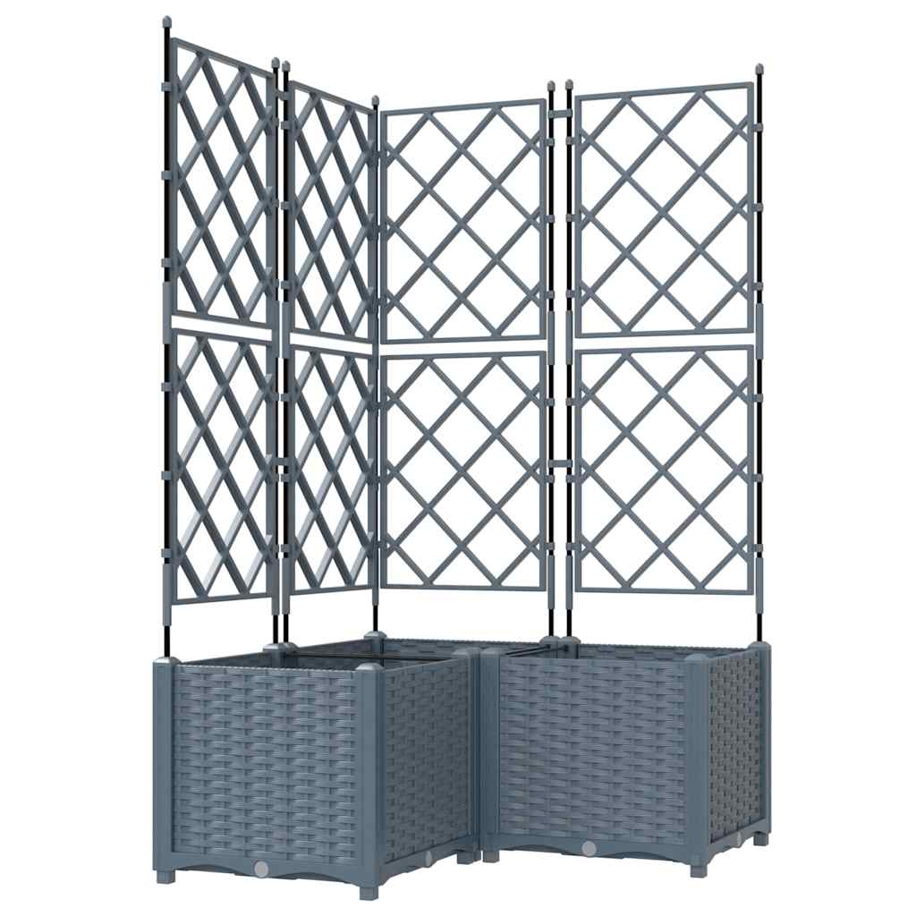 Garden Planter with Trellis 3 pcs Light grey 80 x 80 x 143 cm