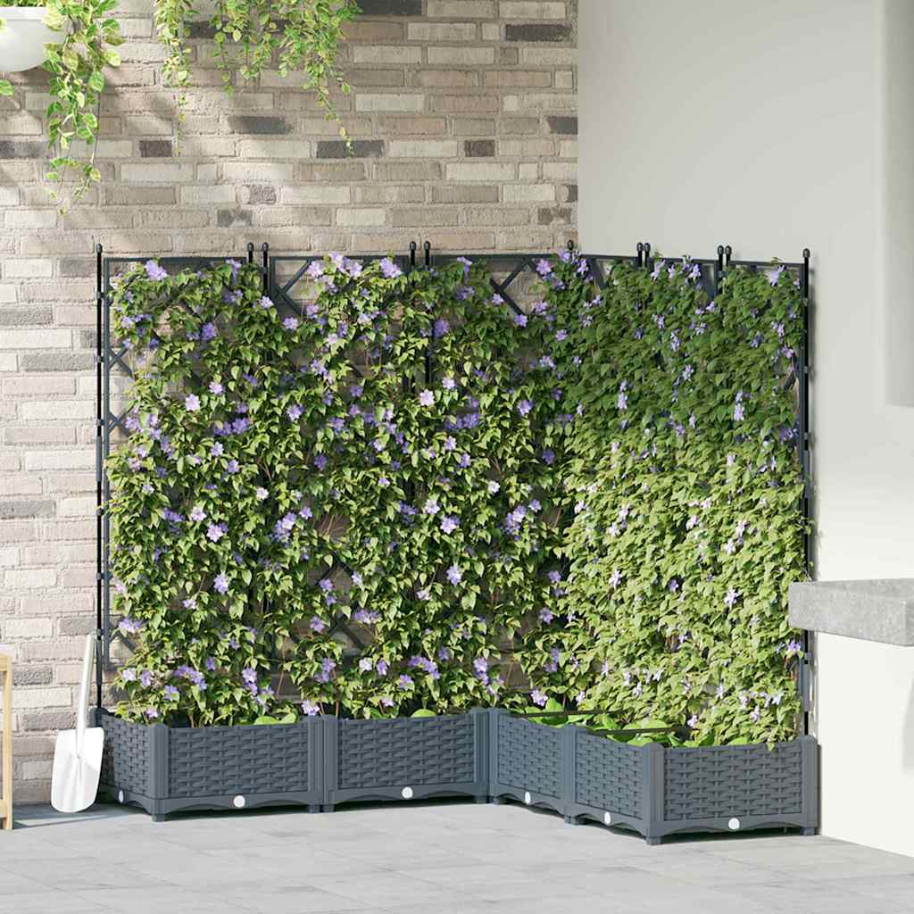 Garden Planter with Trellis 5 pcs Light grey