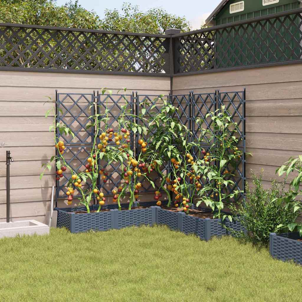 Garden Planter with Trellis 5 pcs Light grey