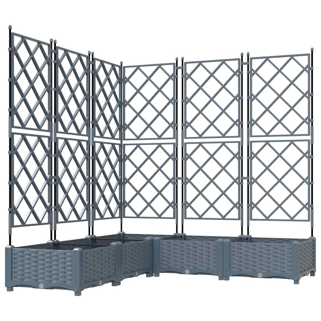 Garden Planter with Trellis 5 pcs Light grey