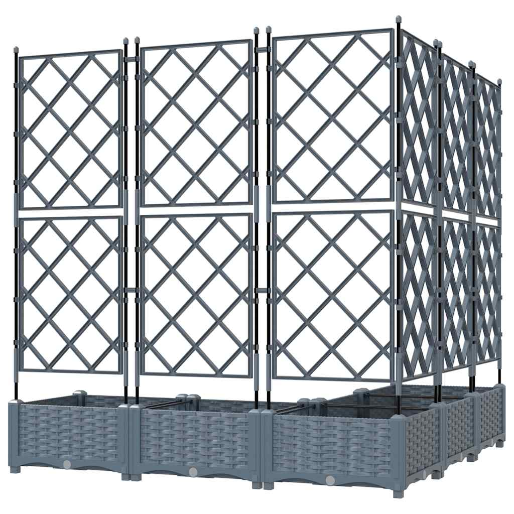 Garden Planter with Trellis 5 pcs Light grey