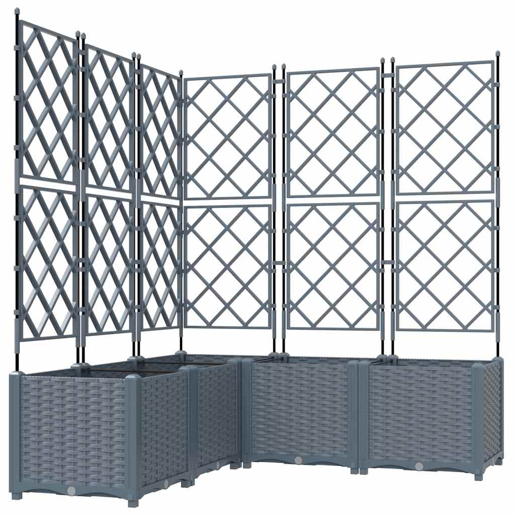 Garden Planter with Trellis 5 pcs Light grey 120 x 120 x 143 cm