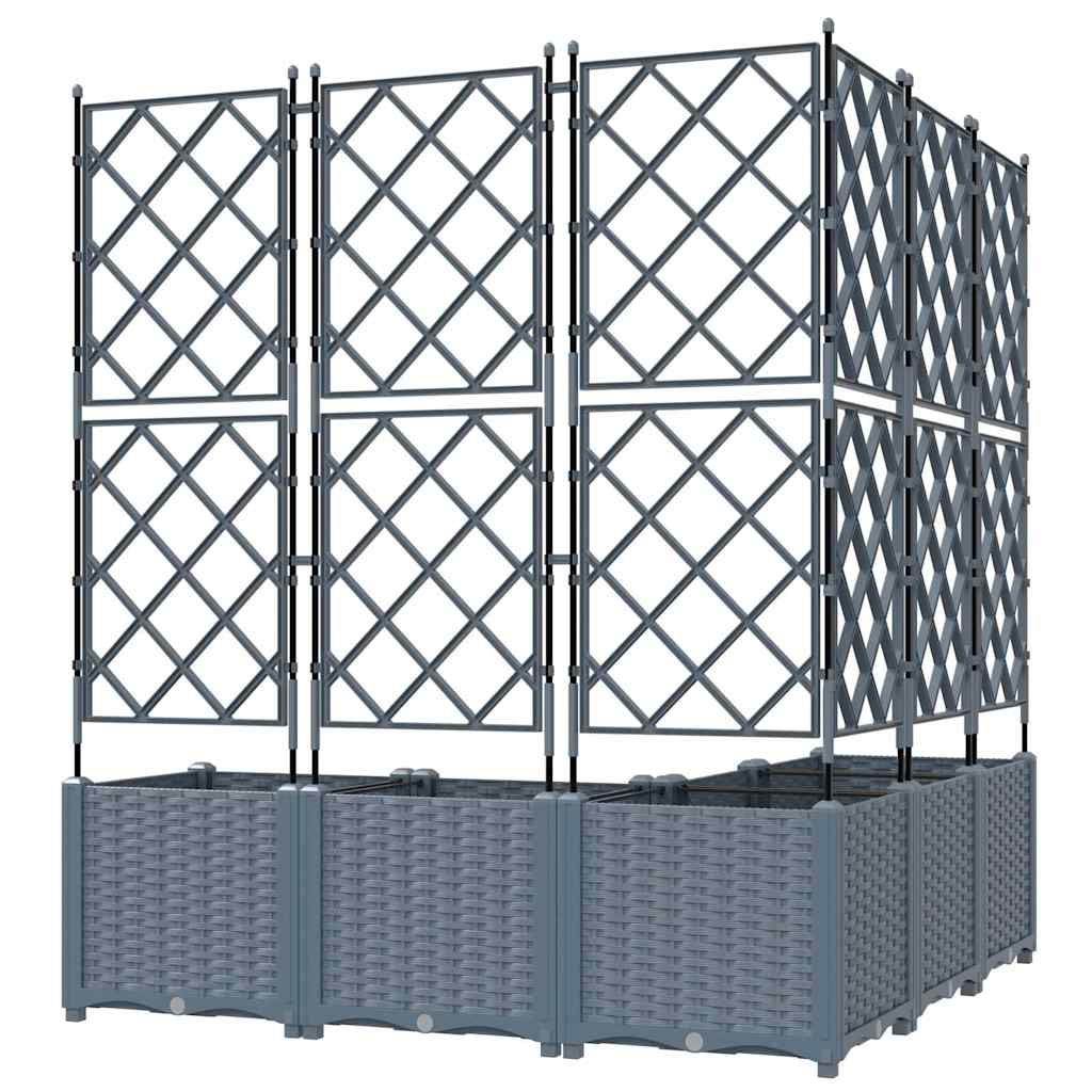 Garden Planter with Trellis 5 pcs Light grey 120 x 120 x 143 cm